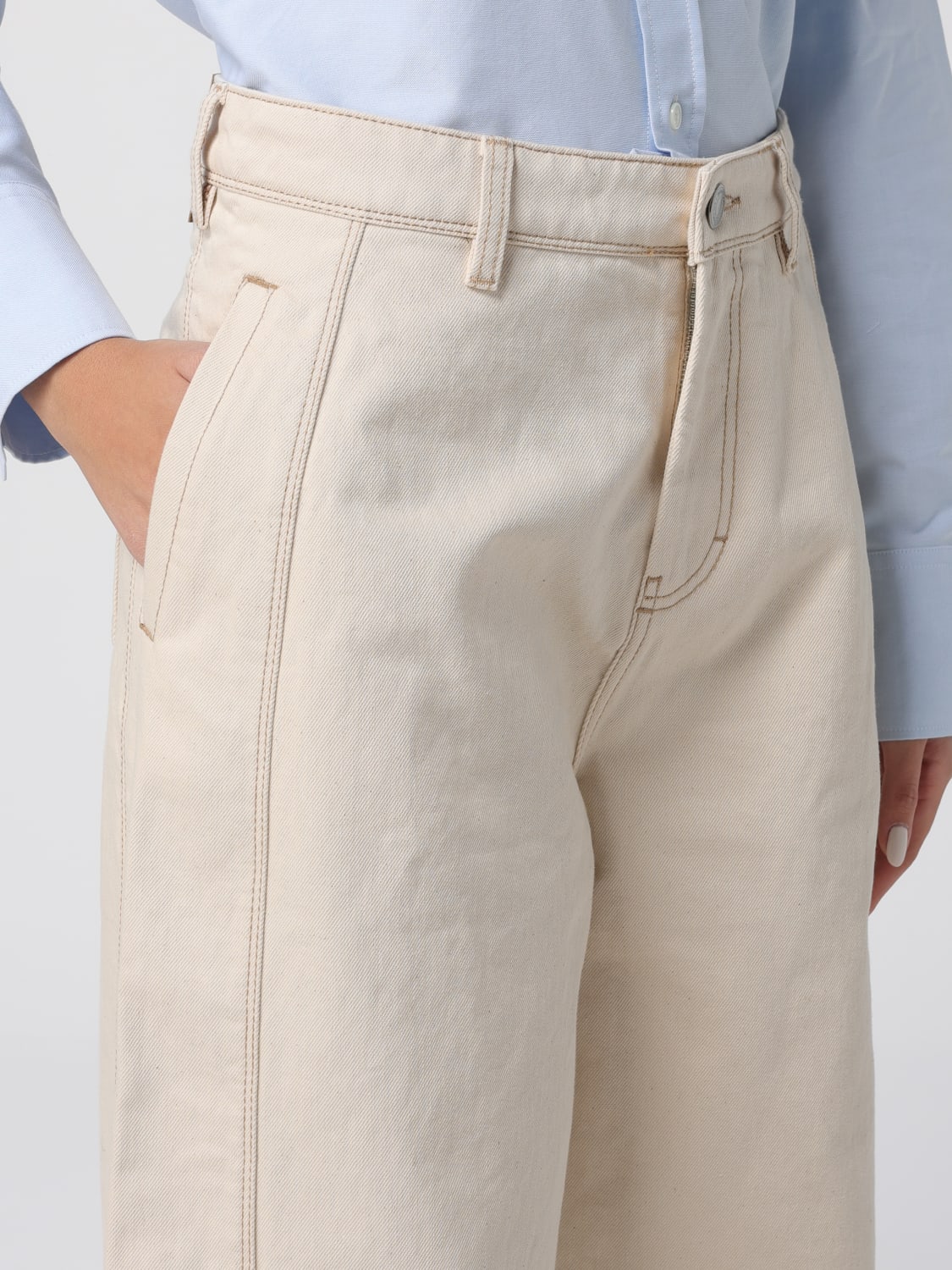 AMI PARIS VAQUEROS: Vaquero mujer Ami Paris, Beige - Img 4