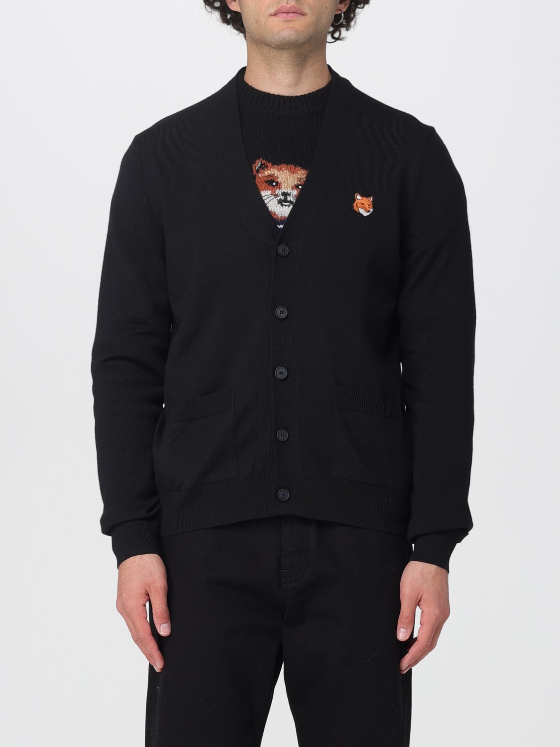 MAISON KITSUNÉ SWEATER: Cardigan men Maison KitsunÉ, Black - Img 1