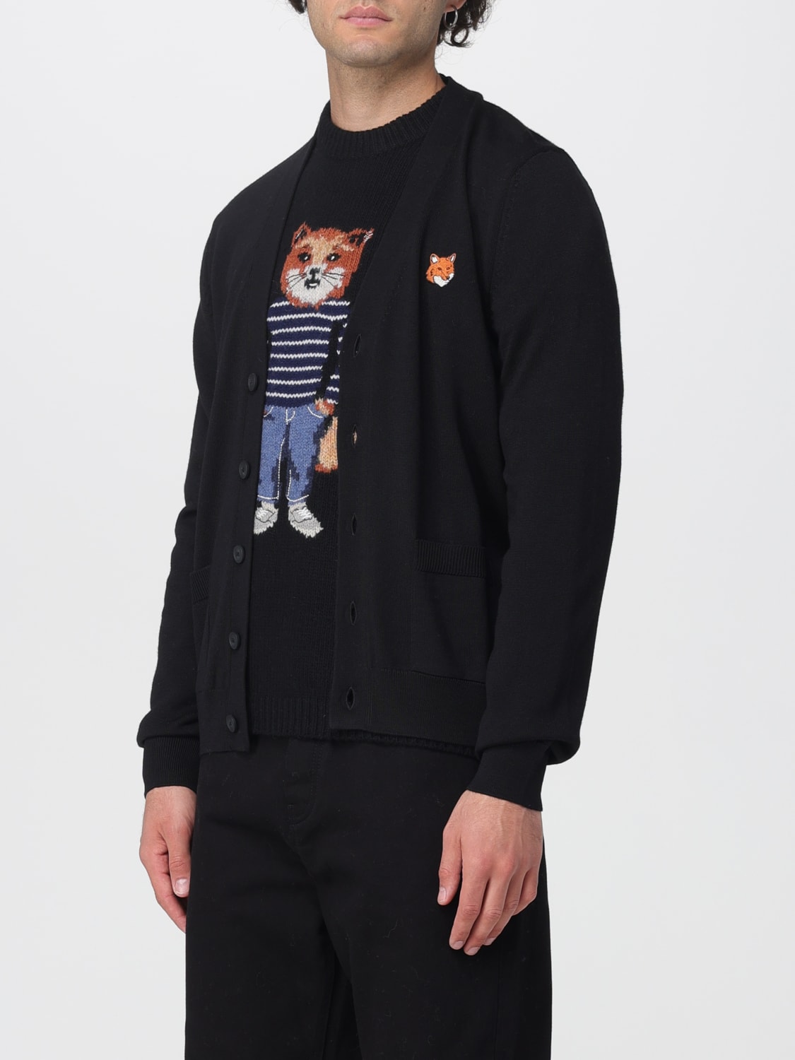 MAISON KITSUNÉ SWEATER: Cardigan men Maison KitsunÉ, Black - Img 3