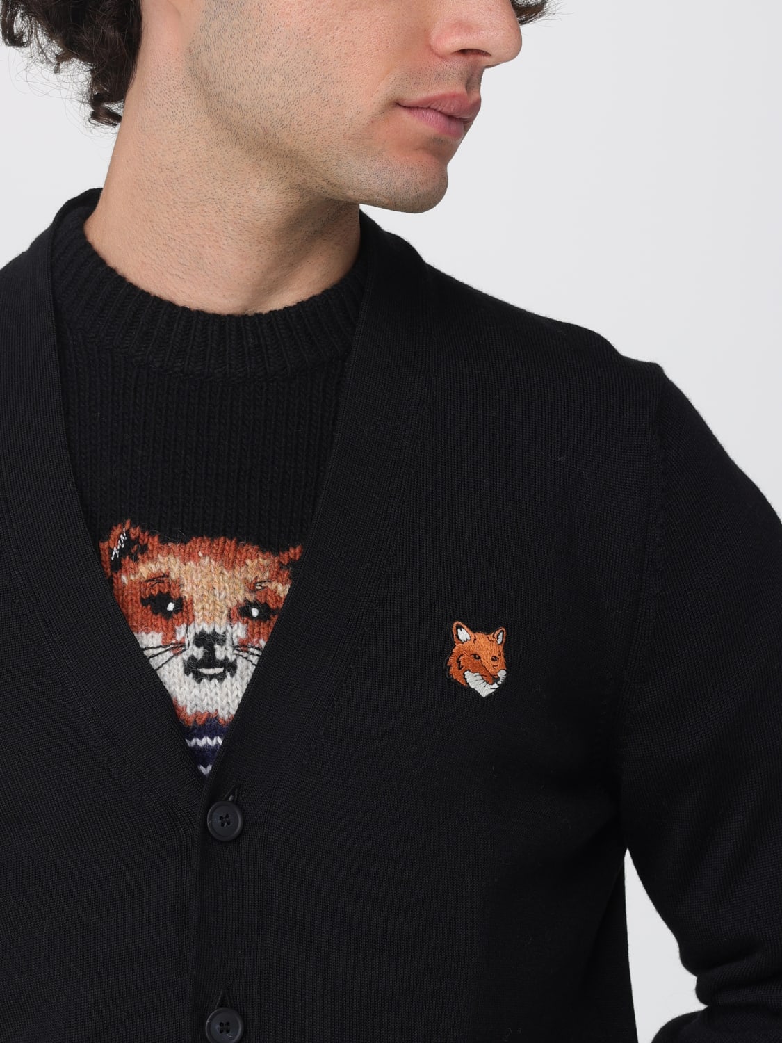 MAISON KITSUNÉ SWEATER: Cardigan men Maison KitsunÉ, Black - Img 4