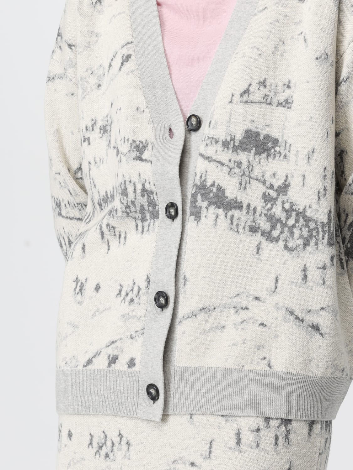 BALLANTYNE MAGLIA: Cardigan in lana e cotone a fantasia Ballantyne, Fantasia - Img 5