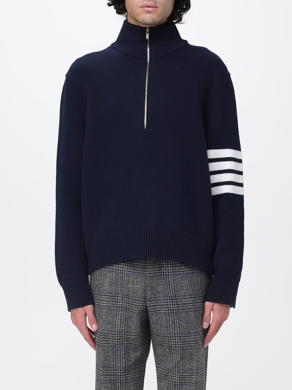 THOM BROWNE MAGLIA: Maglia in lana vergine 4 T- Bar Thom Browne, Blue - Img 1
