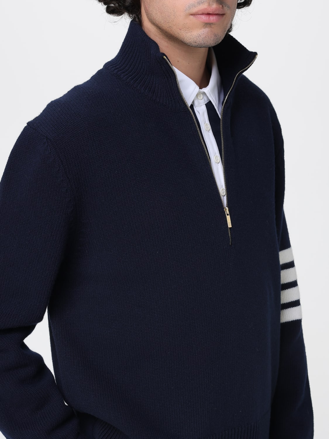 THOM BROWNE MAGLIA: Maglia in lana vergine 4 T- Bar Thom Browne, Blue - Img 5