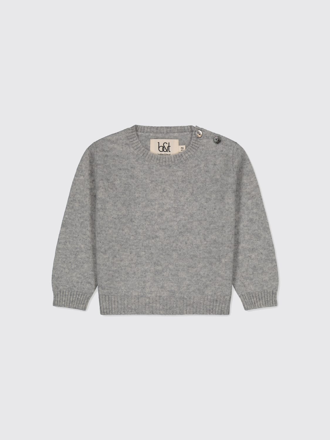 BOBBIN & TRICOT SWEATER: Bobbin & Tricot baby cashmere sweater, Grey - Img 1