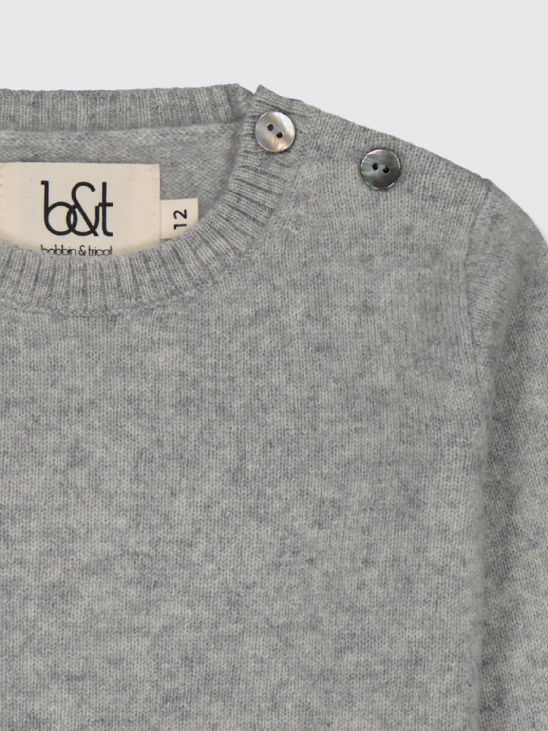 BOBBIN & TRICOT SWEATER: Bobbin & Tricot baby cashmere sweater, Grey - Img 3