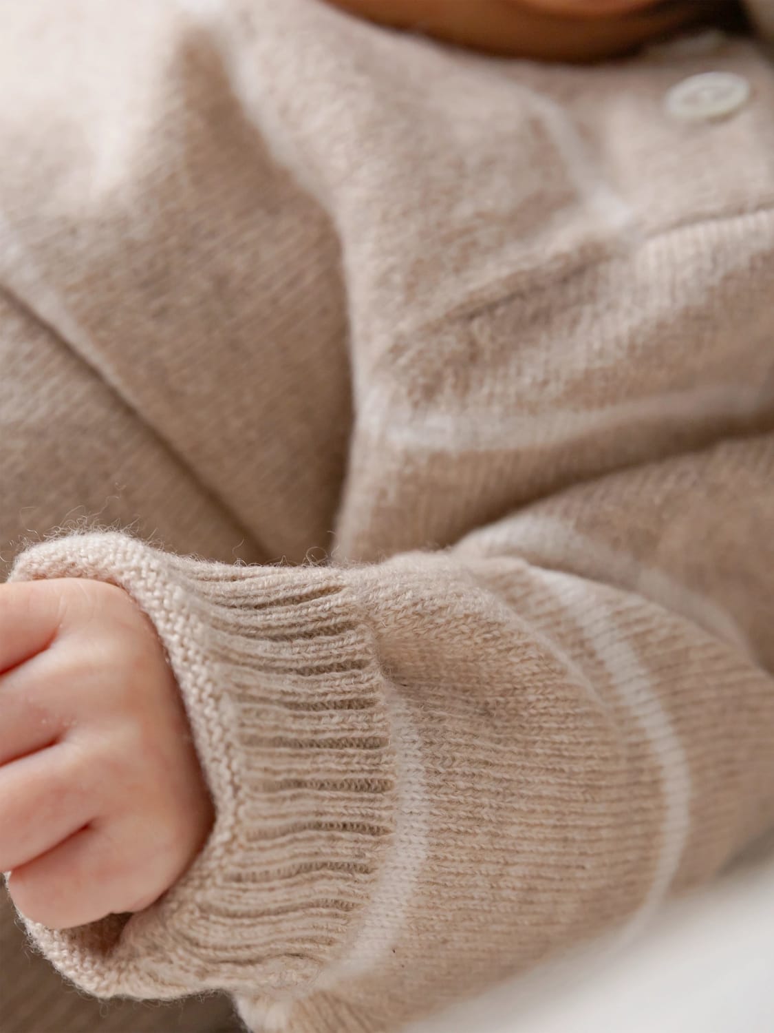 BOBBIN & TRICOT SWEATER: Bobbin & Tricot baby cashmere sweater, Beige - Img 3