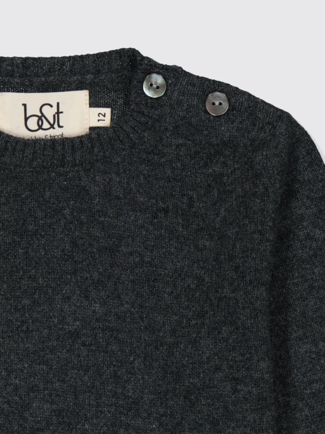 BOBBIN & TRICOT SWEATER: Bobbin & Tricot baby cashmere sweater, Charcoal - Img 3