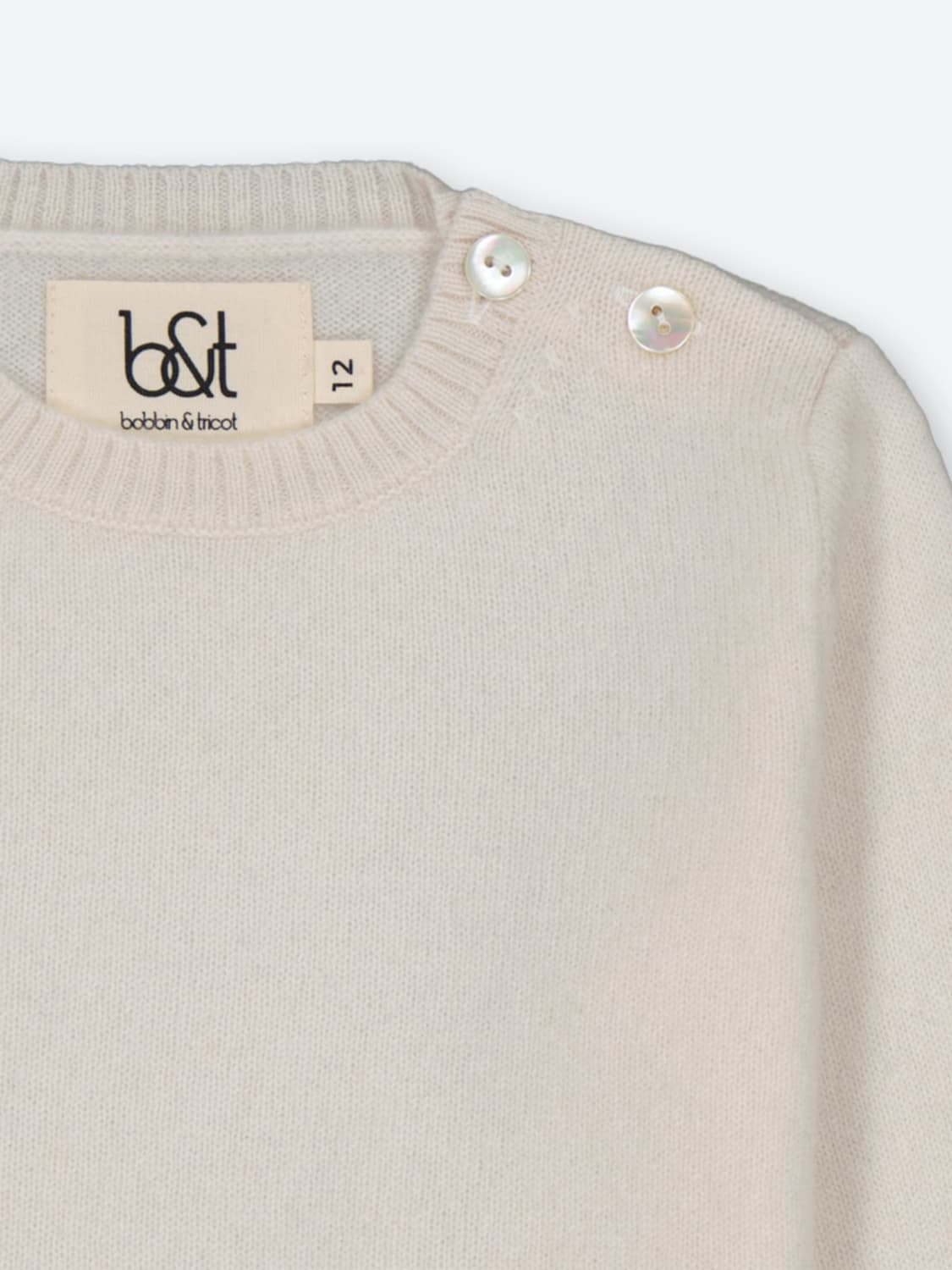 BOBBIN & TRICOT SWEATER: Bobbin & Tricot baby cashmere sweater, Ivory - Img 3