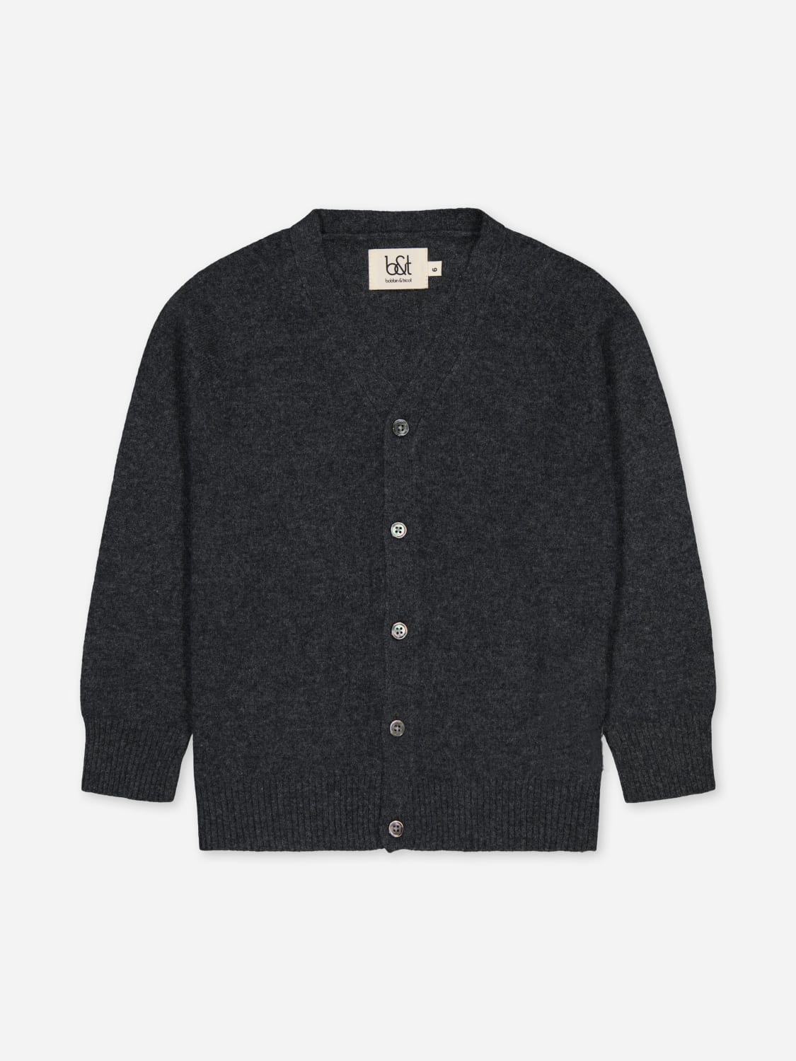 BOBBIN & TRICOT SWEATER: Bobbin & Tricot cashmere cardigan, Charcoal - Img 1