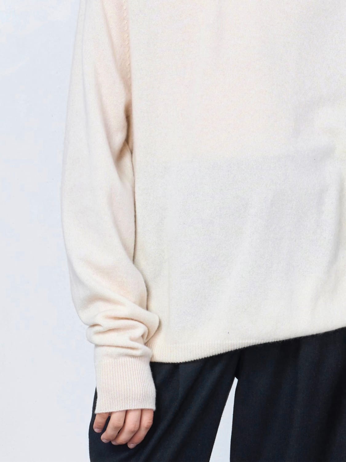 BOBBIN & TRICOT SWEATER: Bobbin & Tricot cashmere hoodie, Ivory - Img 2