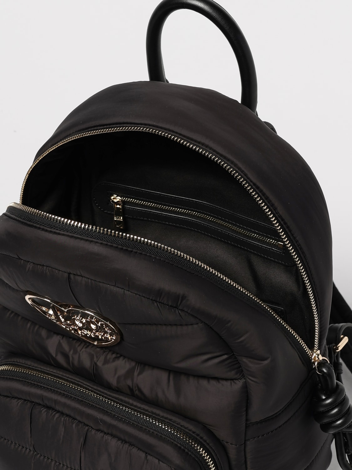 LOVE MOSCHINO ZAINO: Zaino in nylon trapuntato con logo Love Moschino, Nero - Img 4