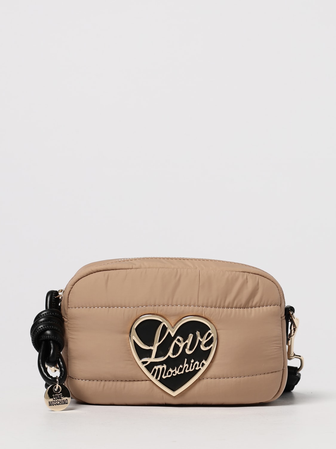 LOVE MOSCHINO BORSA A TRACOLLA: Borsa a tracolla in nylon Love Moschino, Beige - Img 1