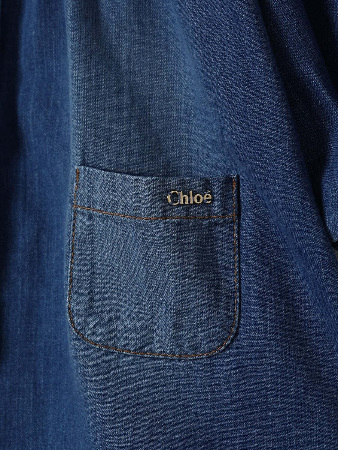 CHLOÉ ROMPER: Romper kids ChloÉ, Denim - Img 3