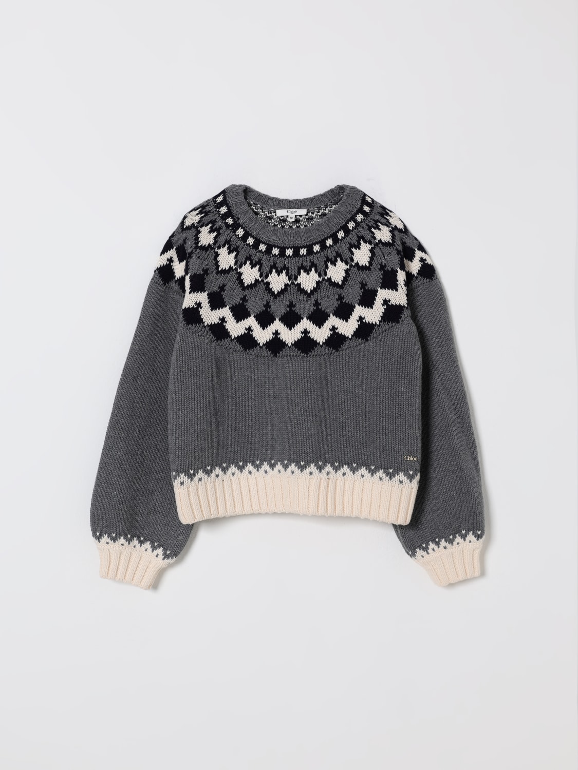 CHLOÉ MAGLIA: Pullover Chloé in misto cotone, Grigio - Img 1