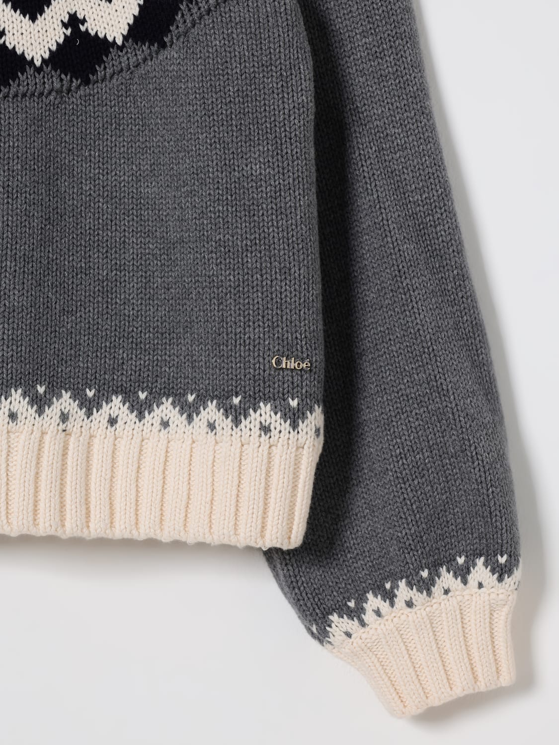 CHLOÉ MAGLIA: Pullover Chloé in misto cotone, Grigio - Img 3