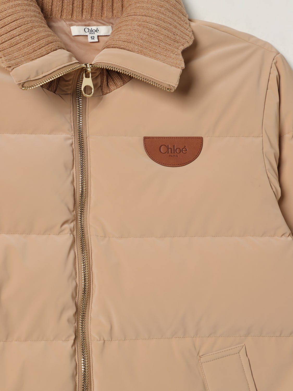 CHLOÉ GIACCA: Giubbotto trapuntato Chloé in nylon , Beige - Img 3