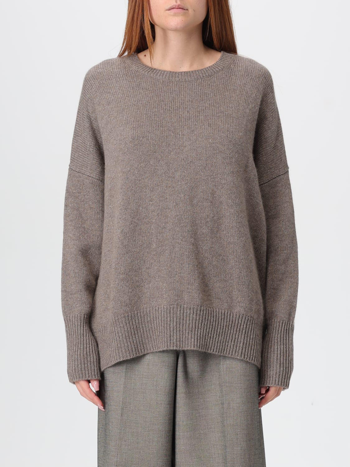 LISA YANG MAGLIA: Pullover basic Lisa Yang, Marrone - Img 1