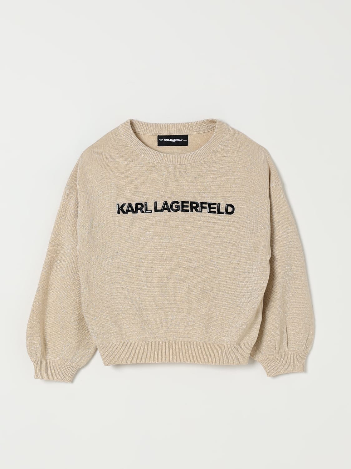 KARL LAGERFELD KIDS MAGLIA: Maglia a girocollo con logo Karl Lagerfeld Kids, Giallo - Img 1