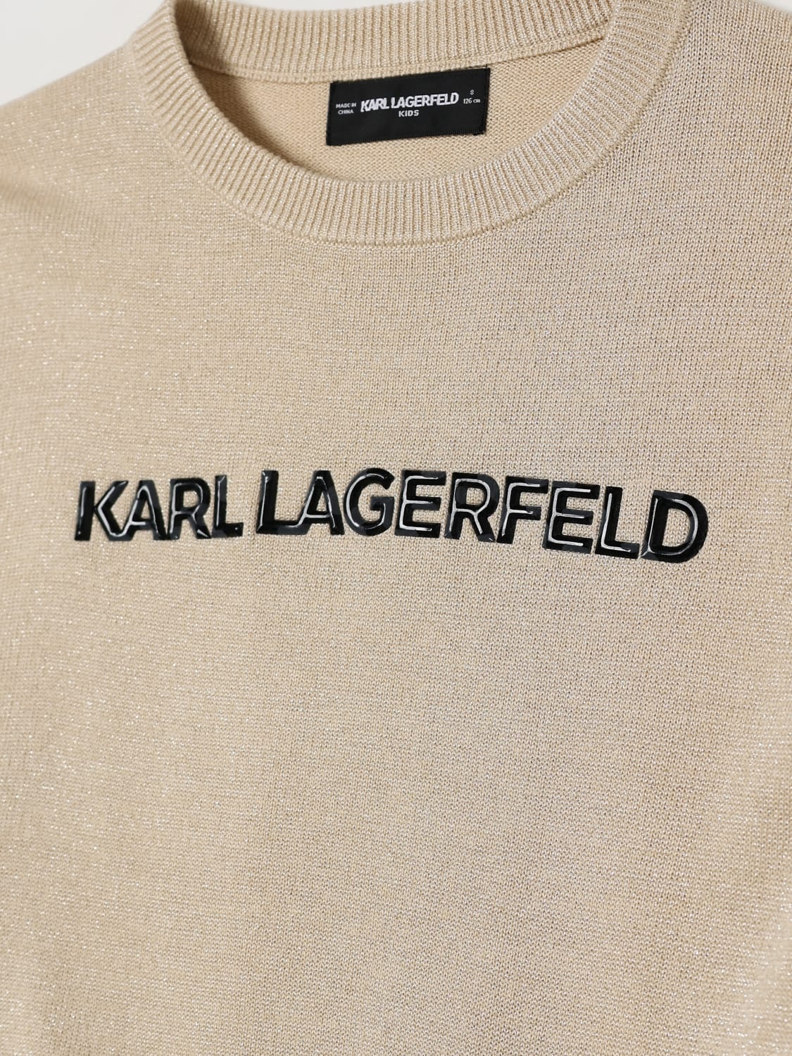 KARL LAGERFELD KIDS MAGLIA: Maglia a girocollo con logo Karl Lagerfeld Kids, Giallo - Img 3