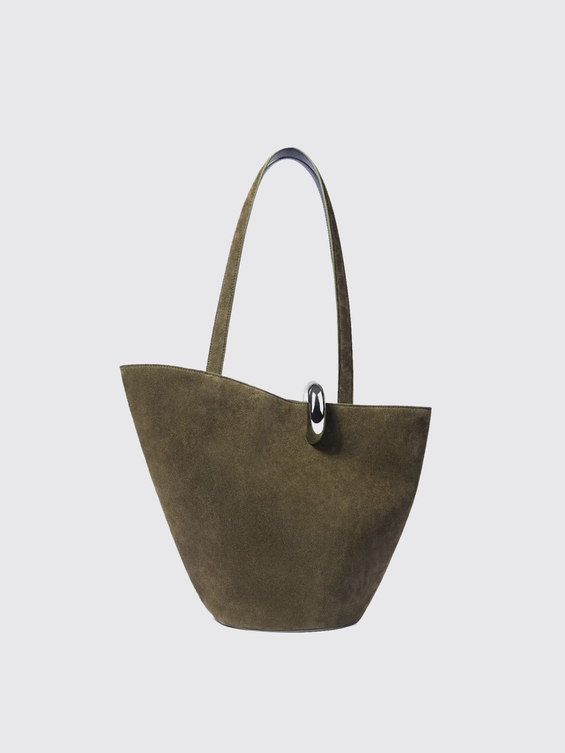 JACQUEMUS BORSA A SPALLA: Borsa Bambola Medium Jacquemus in camoscio , Kaki - Img 2