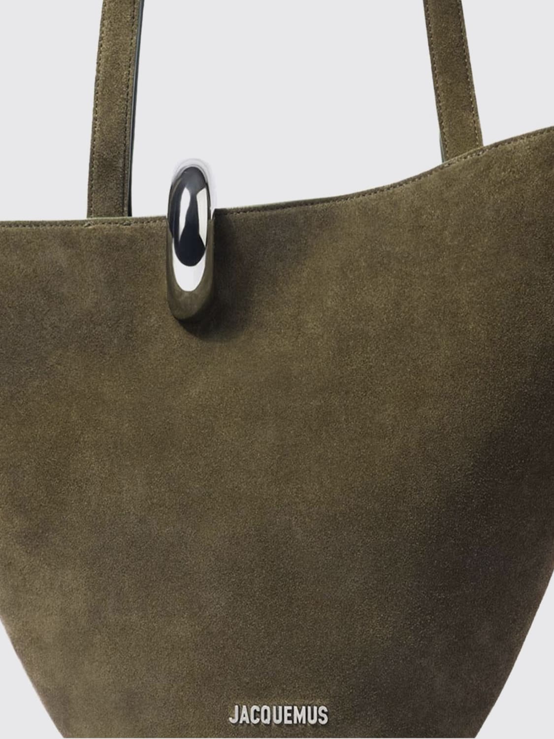 JACQUEMUS BORSA A SPALLA: Borsa Bambola Medium Jacquemus in camoscio , Kaki - Img 3