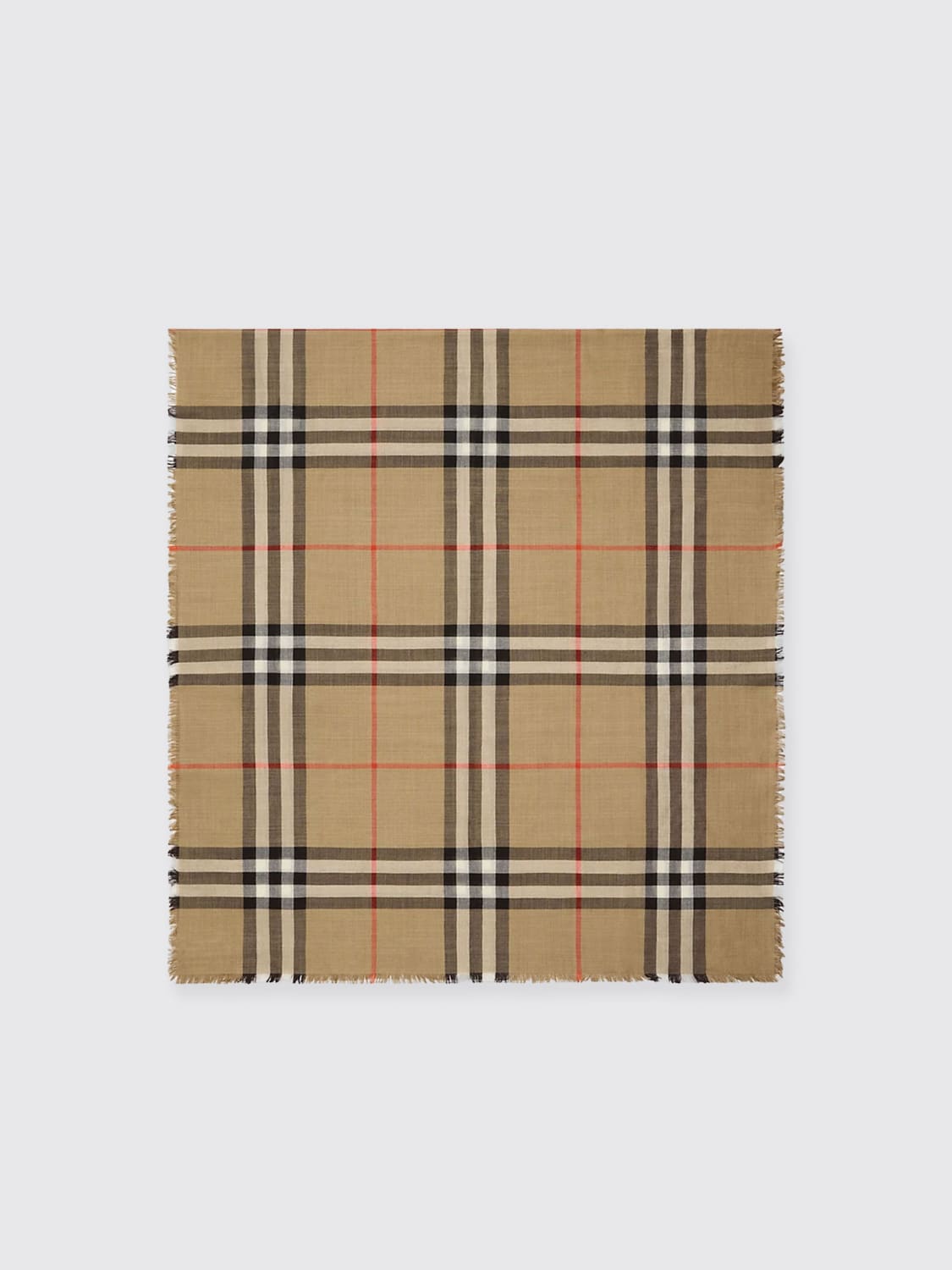 BURBERRY SCIARPA: Sciarpa Burberry in seta e lana con motivo Vintage Check , Beige - Img 1