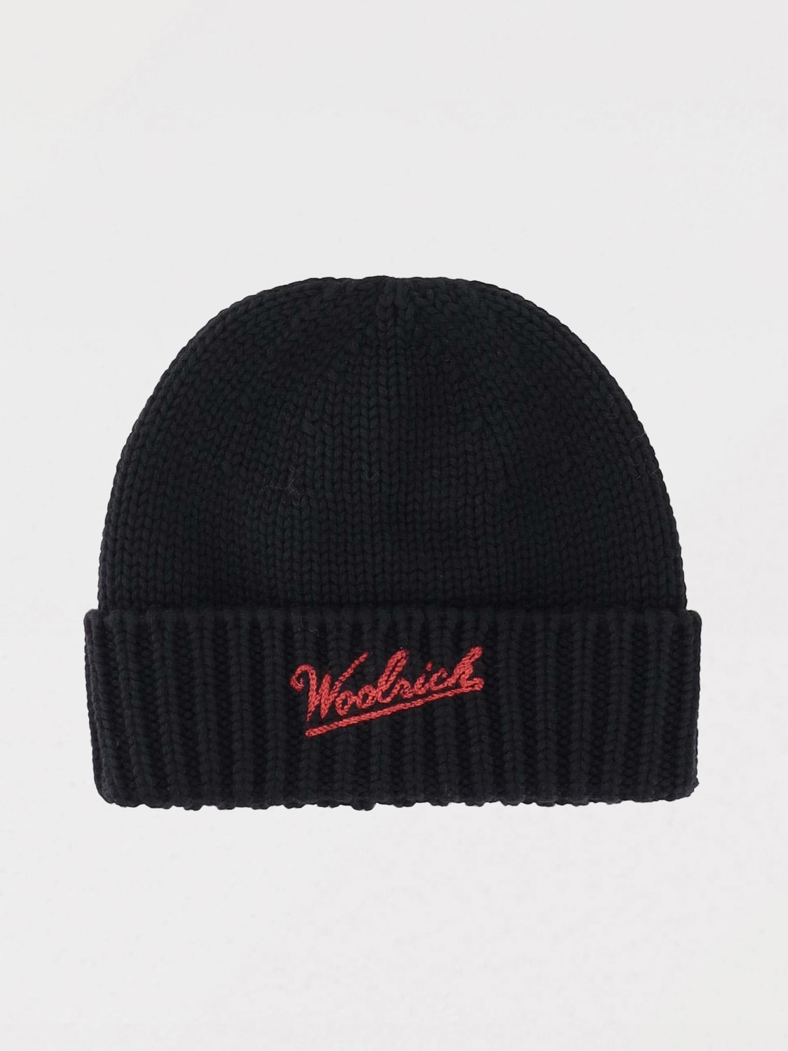 WOOLRICH CAPPELLO: Cappello Woolrich in lana vergine a coste, Nero - Img 1