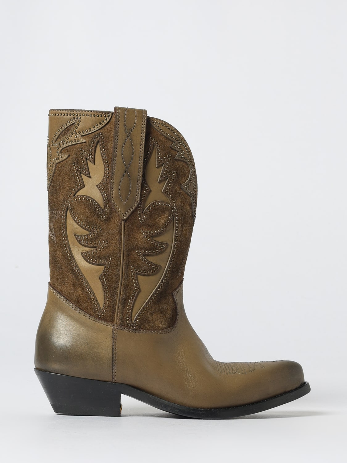 GOLDEN GOOSE BOOTS: Flat ankle boots woman Golden Goose, Kaki - Img 1