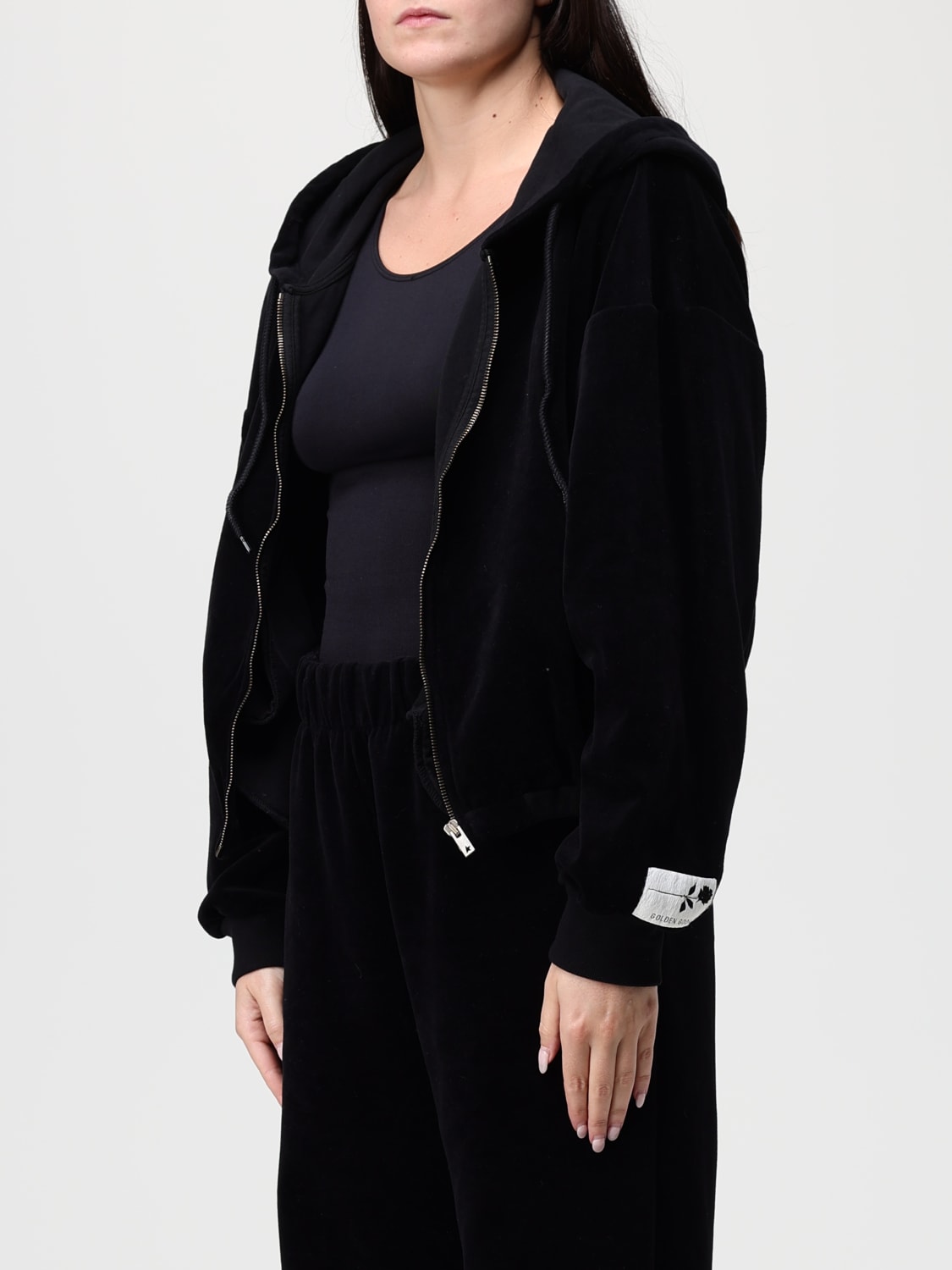 GOLDEN GOOSE FELPA: Felpa con cappuccio Golden Goose in velluto, Nero - Img 4