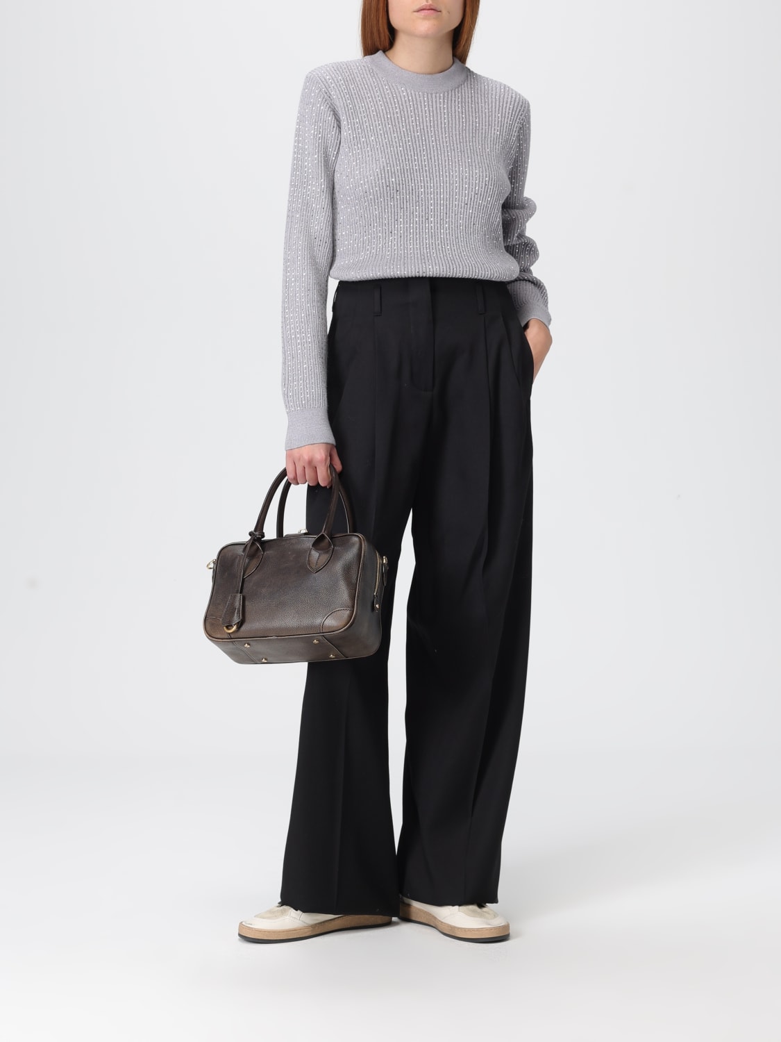 GOLDEN GOOSE BORSA A MANO: Borsa Vita Golden Goose in pelle invecchiata , Marrone - Img 2