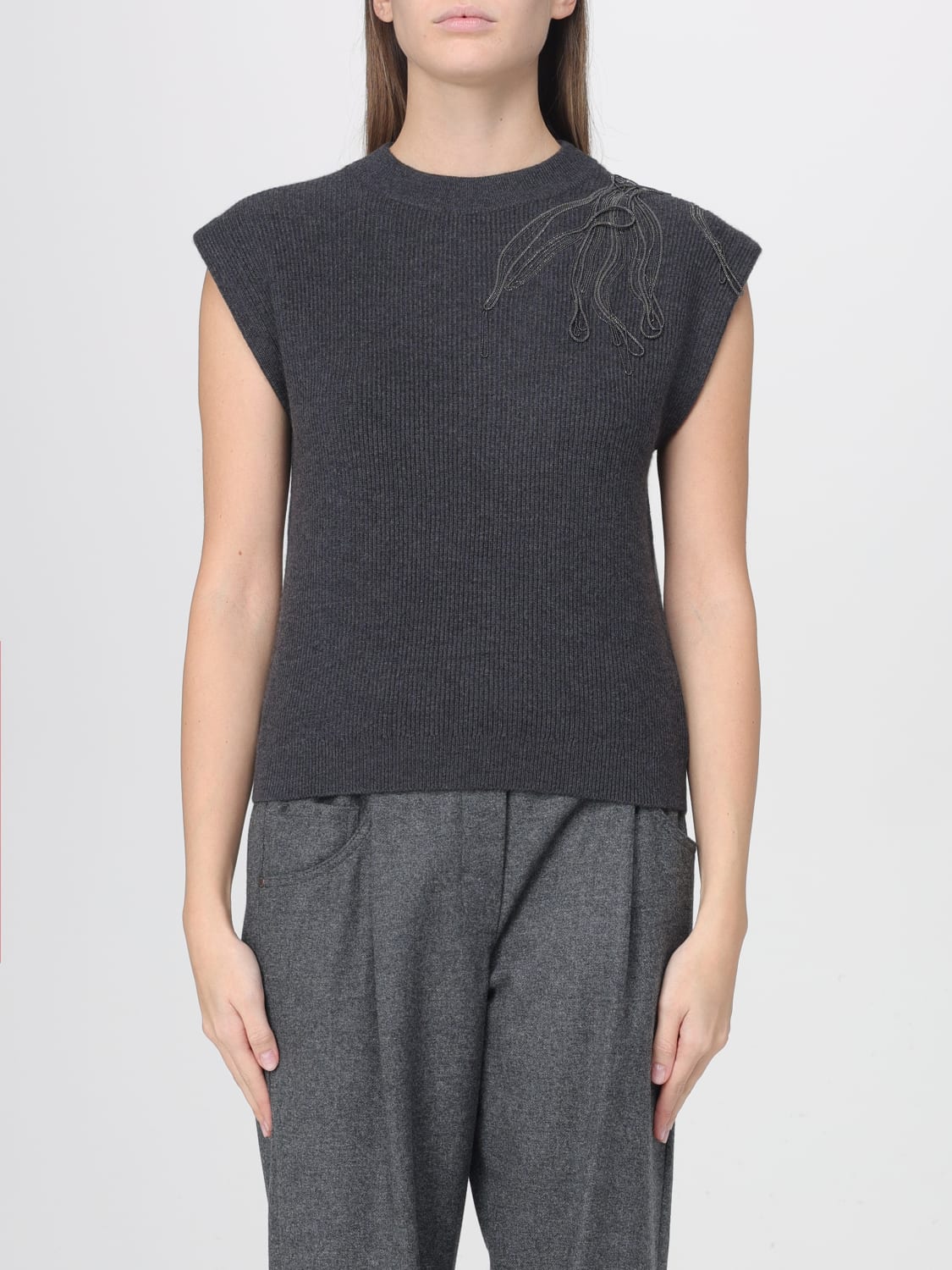 BRUNELLO CUCINELLI CHALECO: Top mujer Brunello Cucinelli, Negro - Img 1