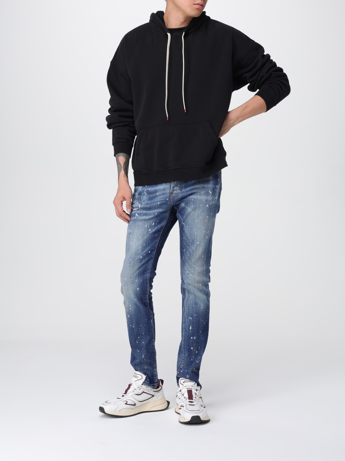 DSQUARED2 FELPA: Felpa con cappuccio in cotone Dsquared2, Nero - Img 2