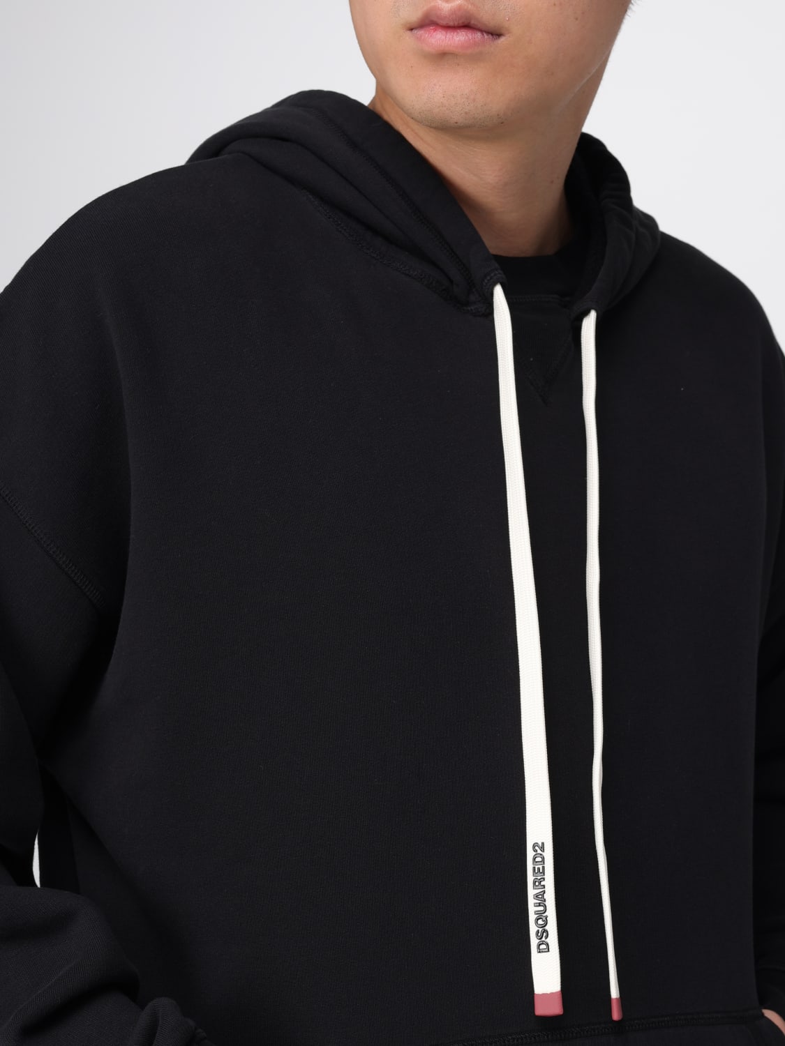 DSQUARED2 FELPA: Felpa con cappuccio in cotone Dsquared2, Nero - Img 4