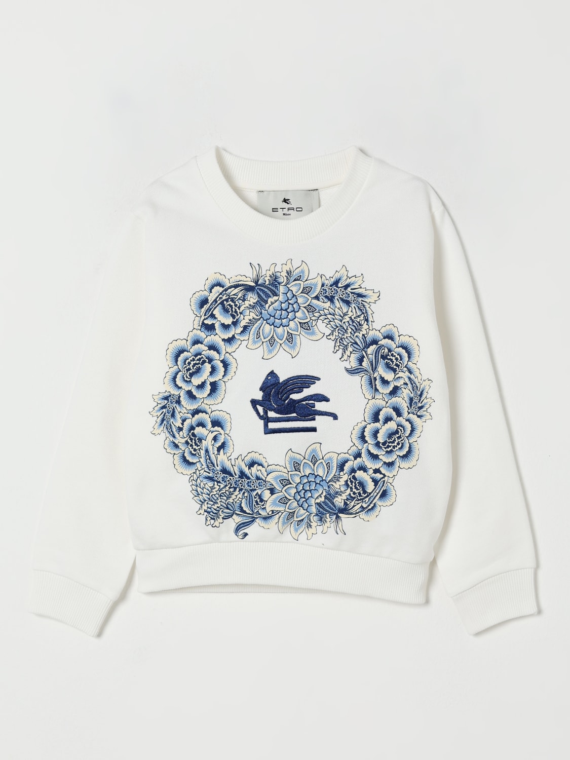 ETRO MAGLIA: Felpa in cotone Pegaso Etro, Bianco - Img 1