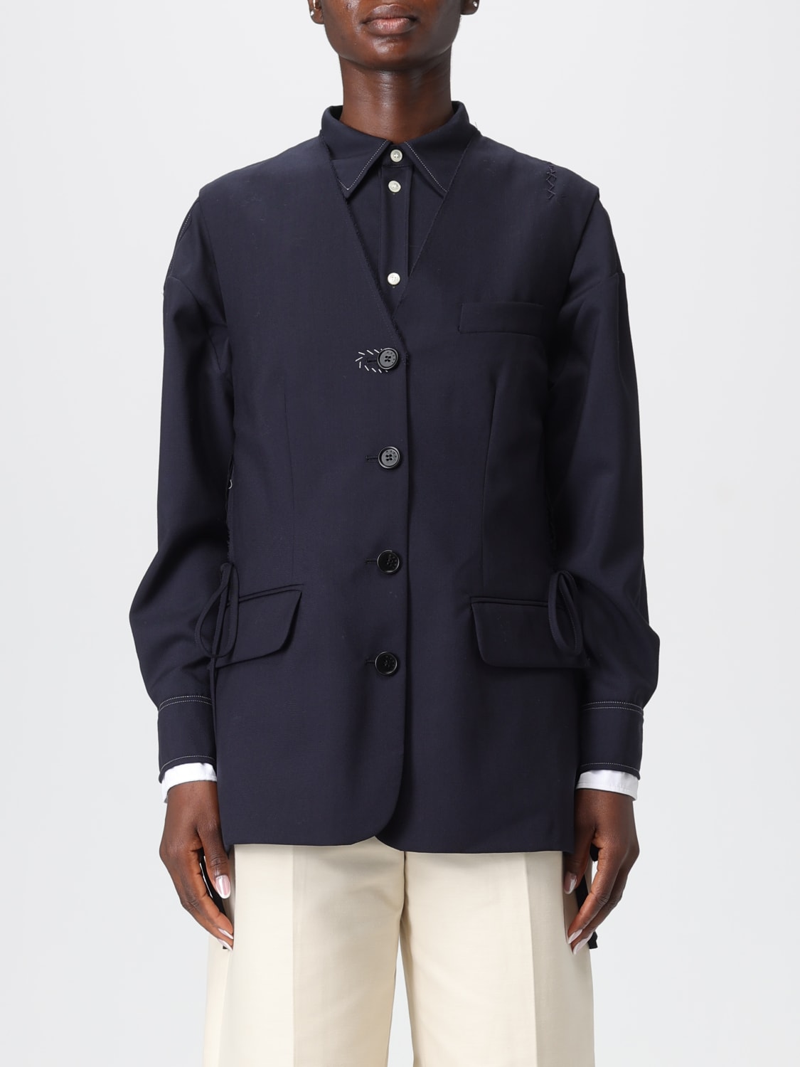 MARNI GILET: Veste femme Marni, Bleu - Img 1