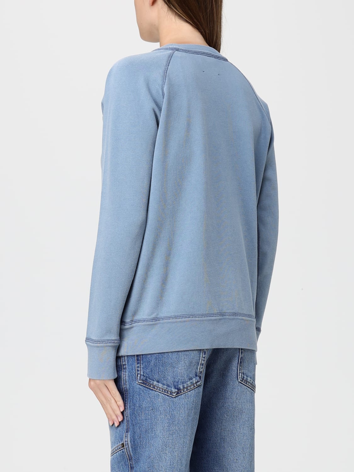 ISABEL MARANT ETOILE FELPA: Felpa a girocollo in cotone con logo Isabel Marant Etoile, Blue - Img 2