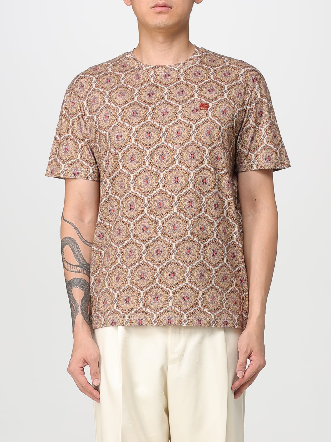 ETRO T-SHIRT: T-shirt men Etro, Beige - Img 1