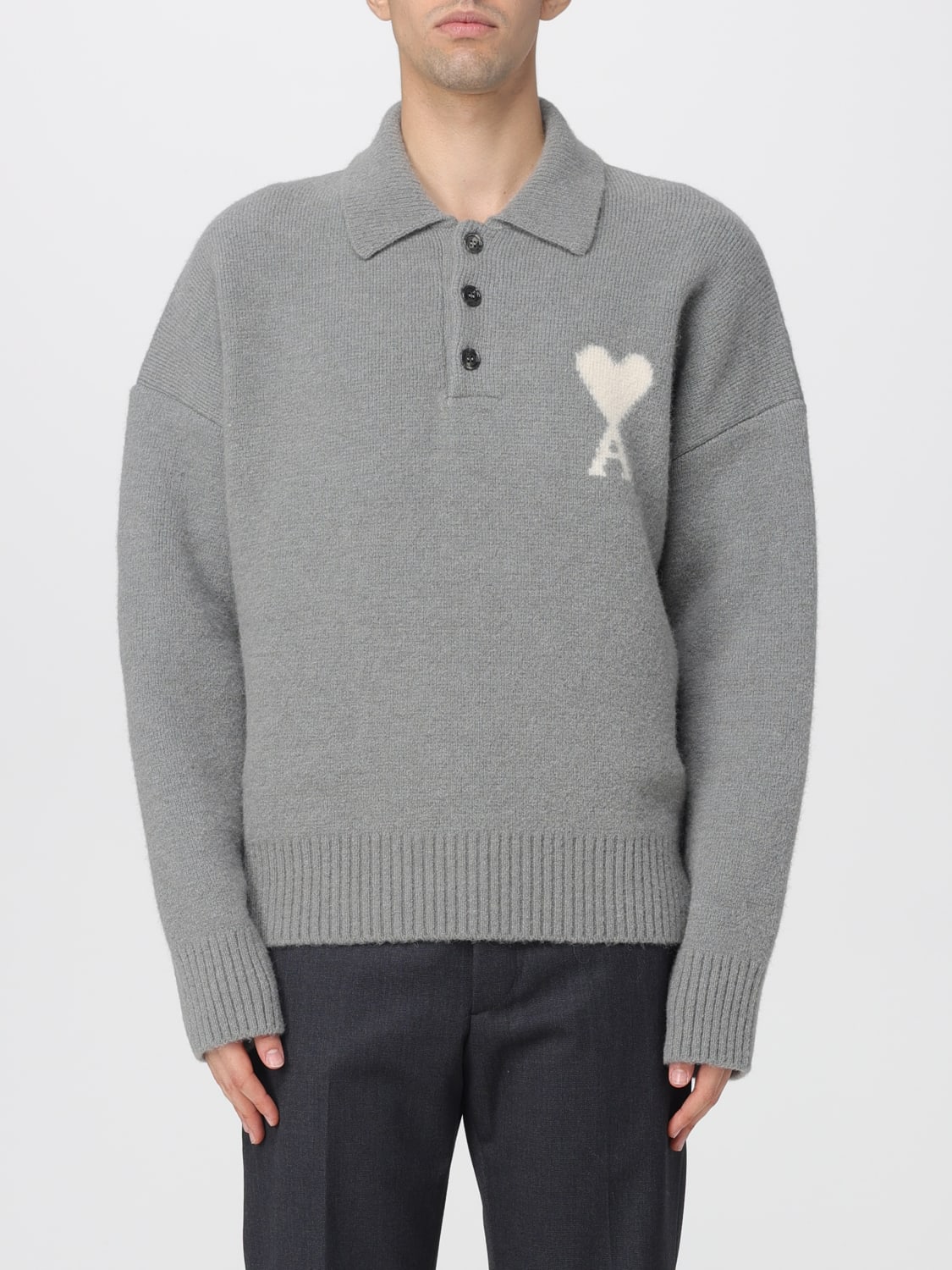 AMI PARIS POLO SHIRT: Polo shirt men Ami Paris, Grey - Img 1