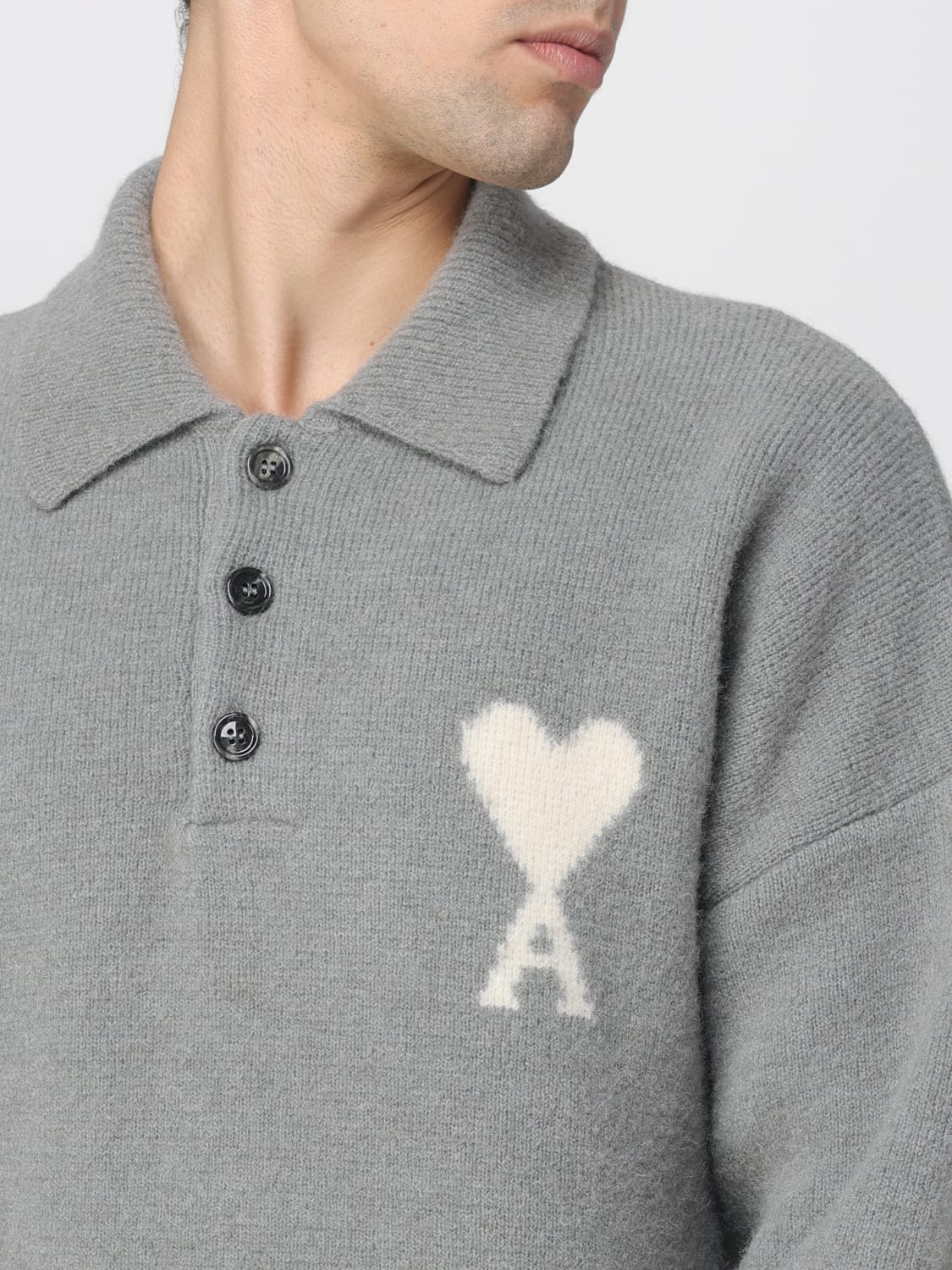 AMI PARIS POLO SHIRT: Polo shirt men Ami Paris, Grey - Img 3