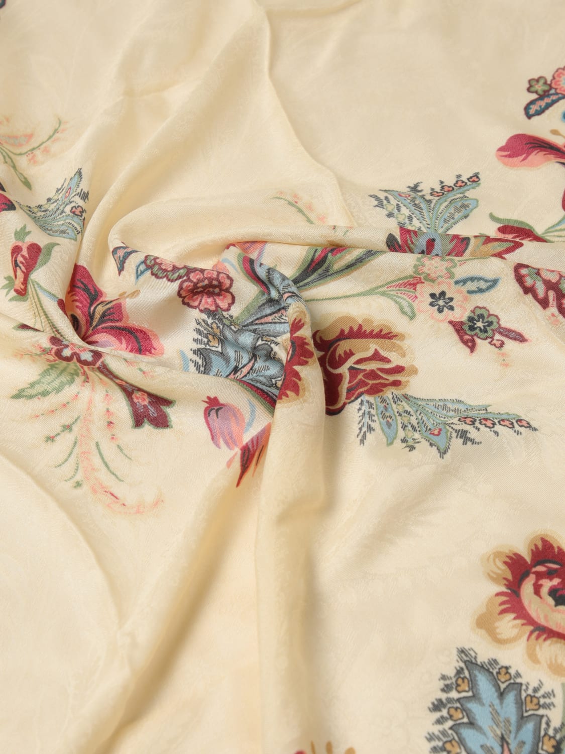 ETRO FOULARD: Foulard in misto modal floreale Etro, Bianco - Img 3