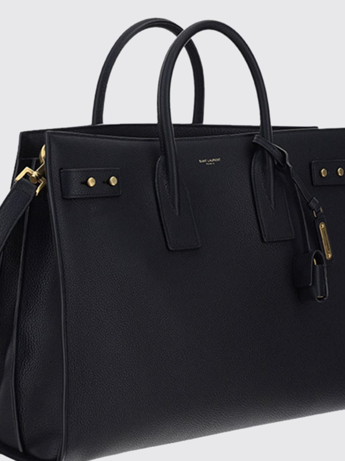 SAINT LAURENT BORSA A TRACOLLA: Borsa Sac De Jour Saint Large Laurent in pelle martellata, Nero - Img 3