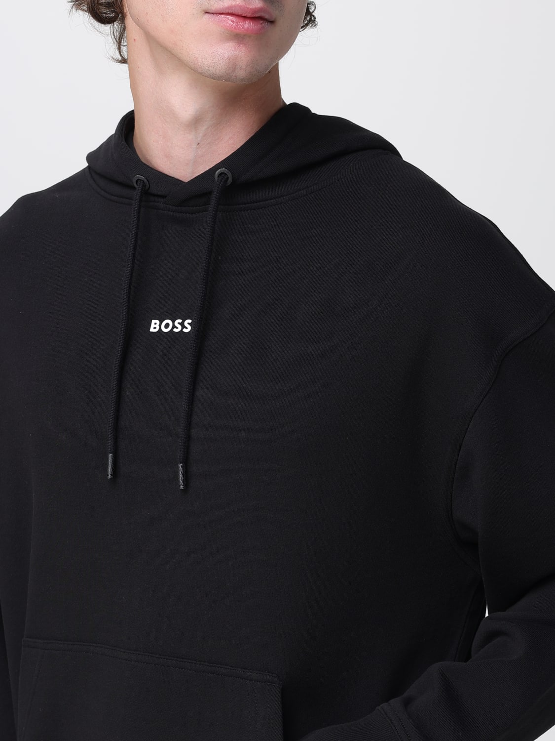 BOSS FELPA: Felpa con cappuccio e logo Boss, Nero - Img 3