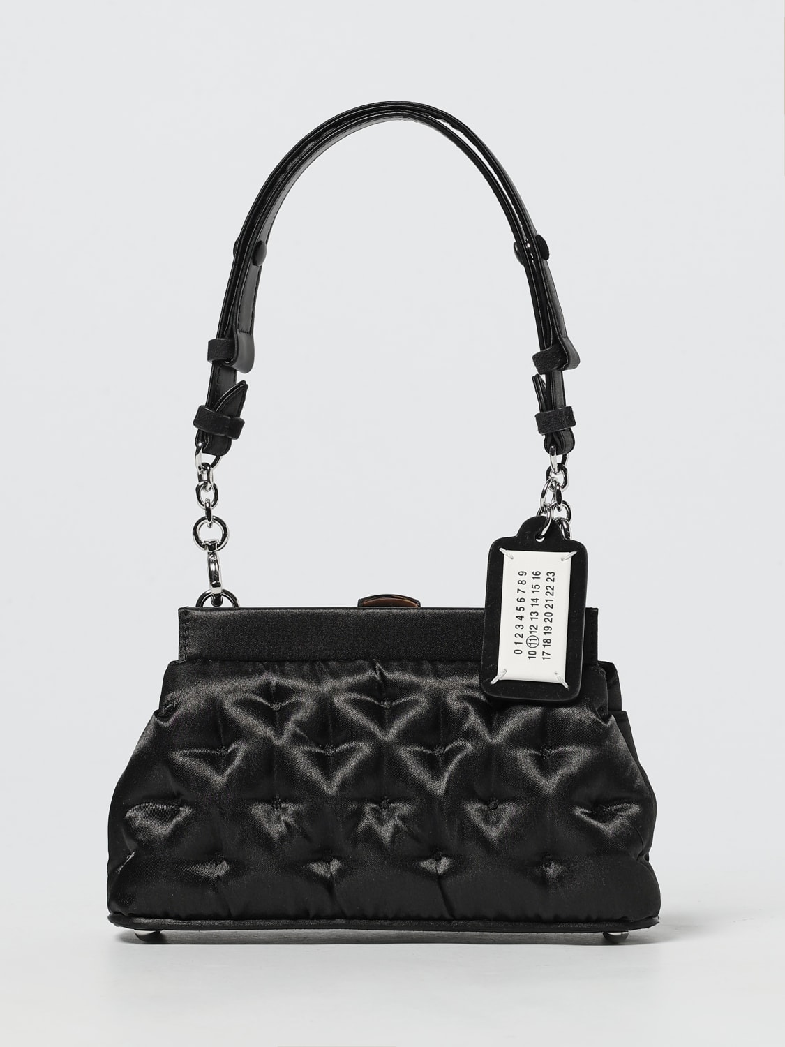 MAISON MARGIELA BORSA MINI: Borsa Glam Slam Small Maison Margiela in raso capitonnè , Nero - Img 1