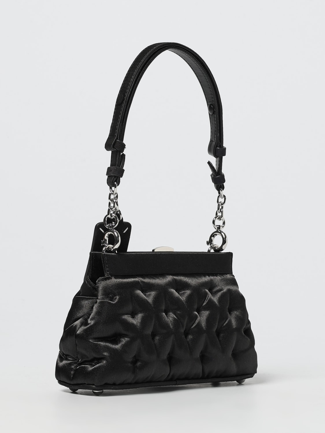 MAISON MARGIELA BORSA MINI: Borsa Glam Slam Small Maison Margiela in raso capitonnè , Nero - Img 3