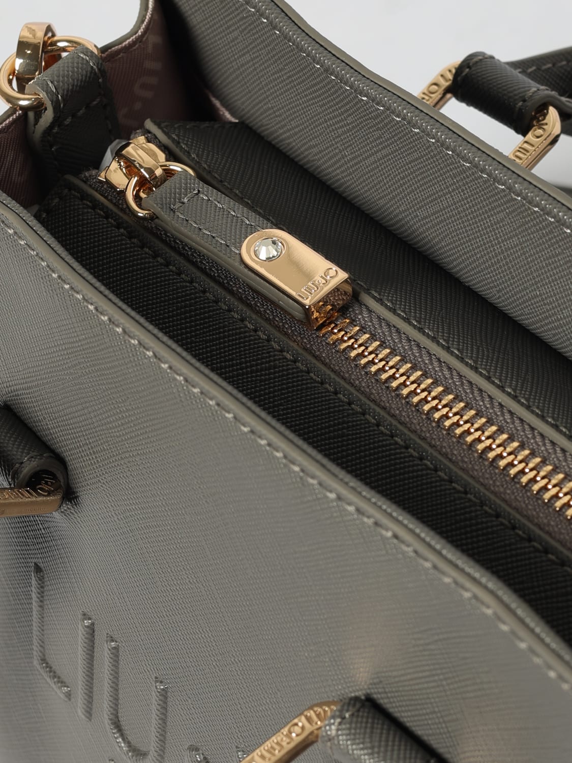 LIU JO BORSA MINI: Borsa Halona Liu Jo in pelle sintetica a grana, Grigio - Img 3