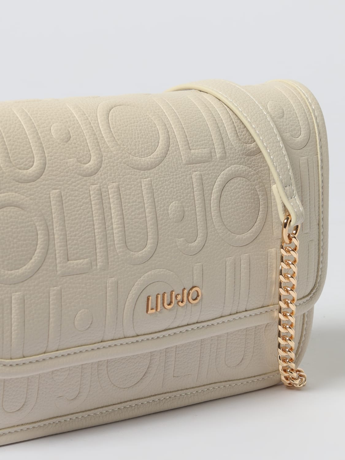 LIU JO BORSA MINI: Borsa Liu Jo in pelle sintetica a grana con logo all over , Bianco - Img 3