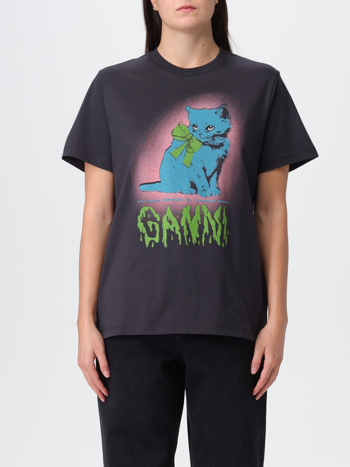 GANNI T-SHIRT: T-shirt woman Ganni, Grey - Img 1