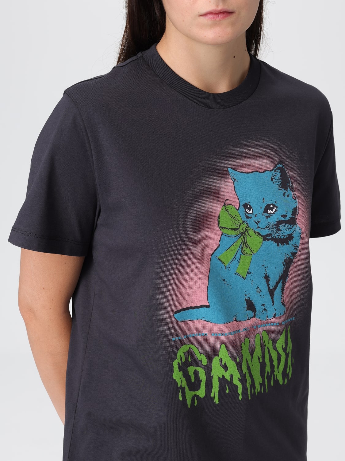 GANNI T-SHIRT: T-shirt woman Ganni, Grey - Img 3