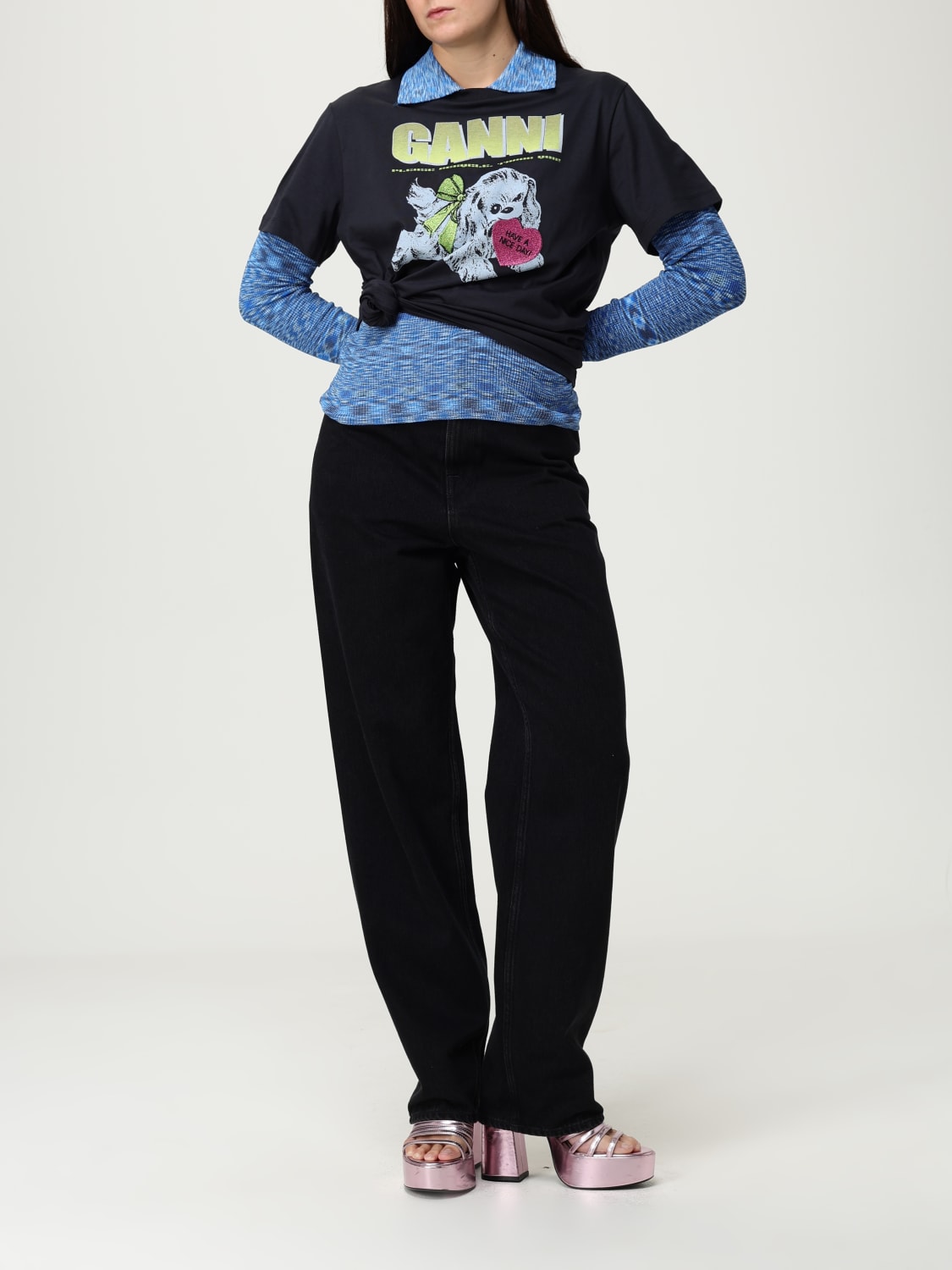 GANNI T-SHIRT: T-shirt woman Ganni, Grey - Img 2