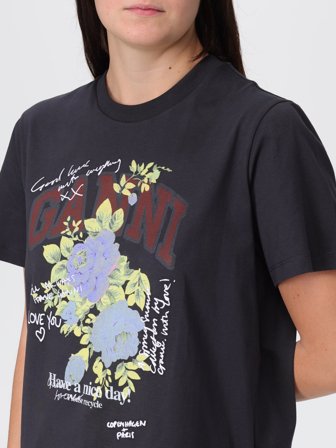 GANNI T-SHIRT: T-shirt woman Ganni, Grey - Img 4